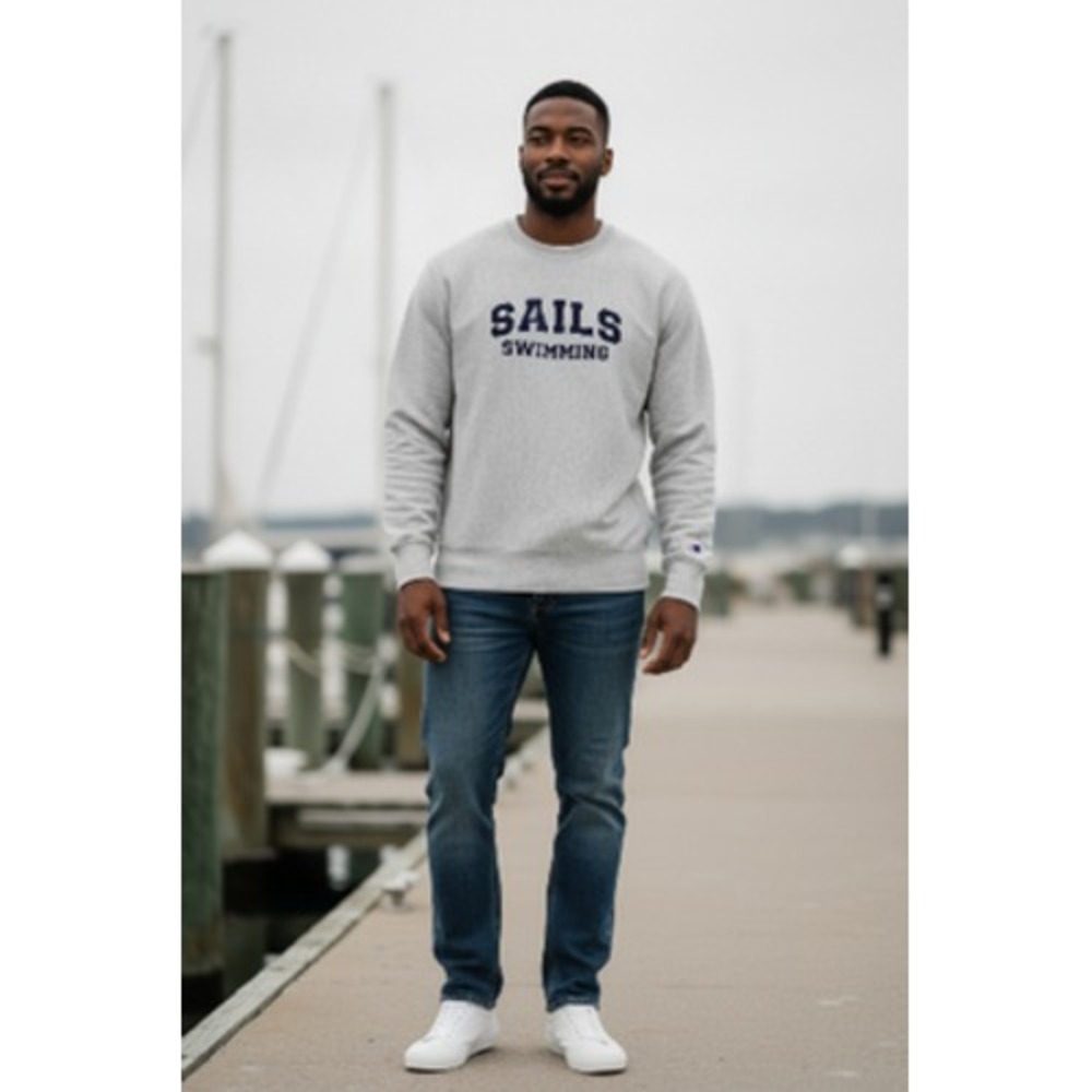 Champion Sweatshirt Mens Large Gray Reverse Weave Sails Swimming Graphic S149 0X